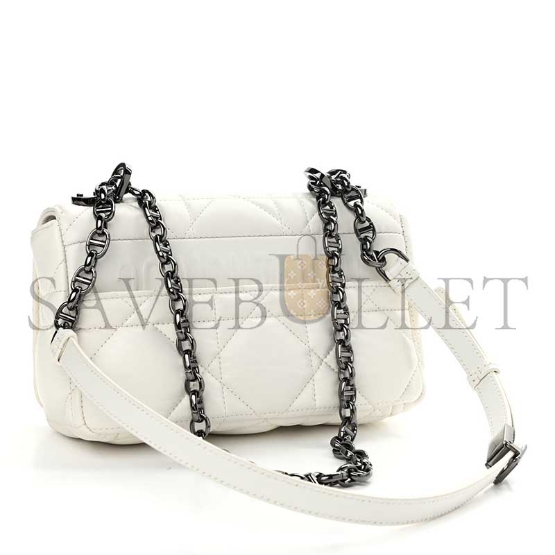 DIOR LAMBSKIN MACROCANNAGE SMALL DIOR CARO BAG IVORY (20*12*7cm) 